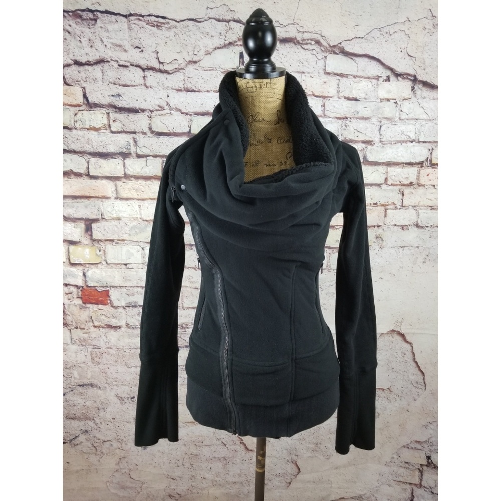 Lululemon Off the Mat Black Fleece Jacket Size 4